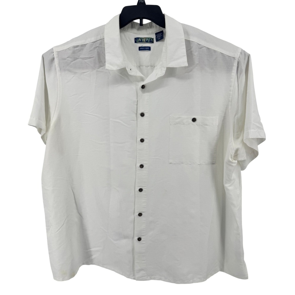 Campia Shirt Mens 4XL White Textured Short Sleeve Easy Care Camp Spot Bottom See
